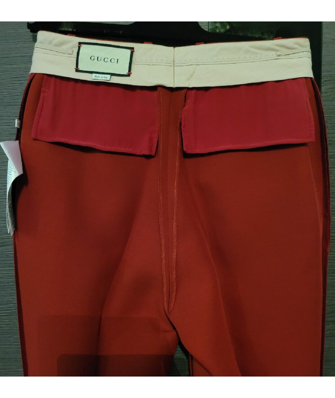GUCCI Красные шерстяные брюки широкие, фото 3