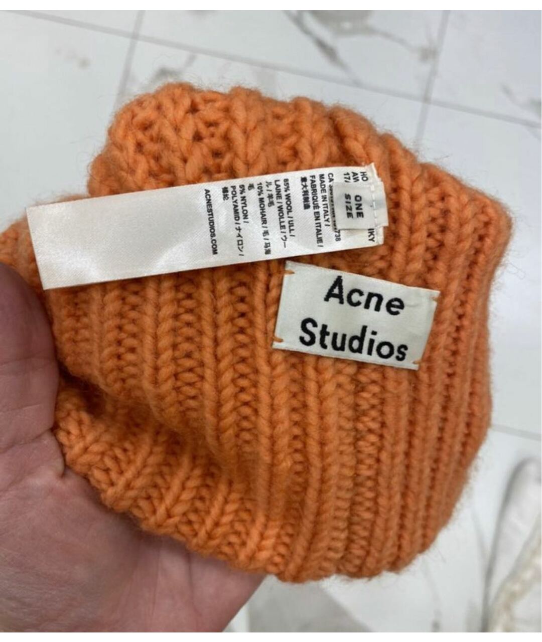 ACNE STUDIOS Оранжевая шерстяная шапка, фото 3