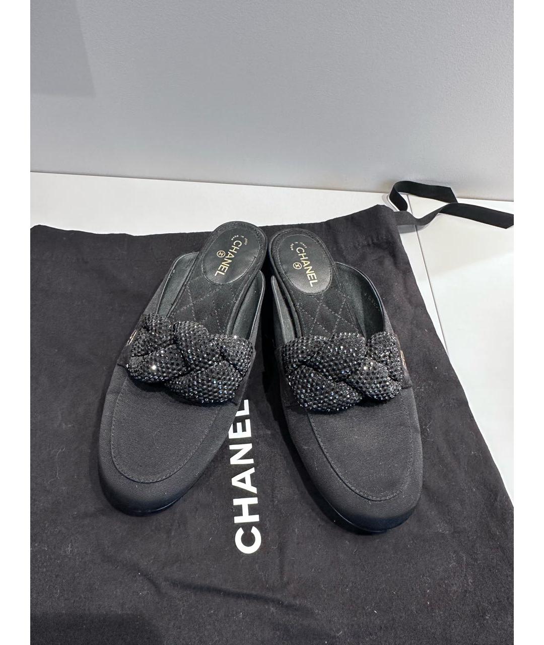 CHANEL PRE-OWNED Черные текстильные мюли, фото 6