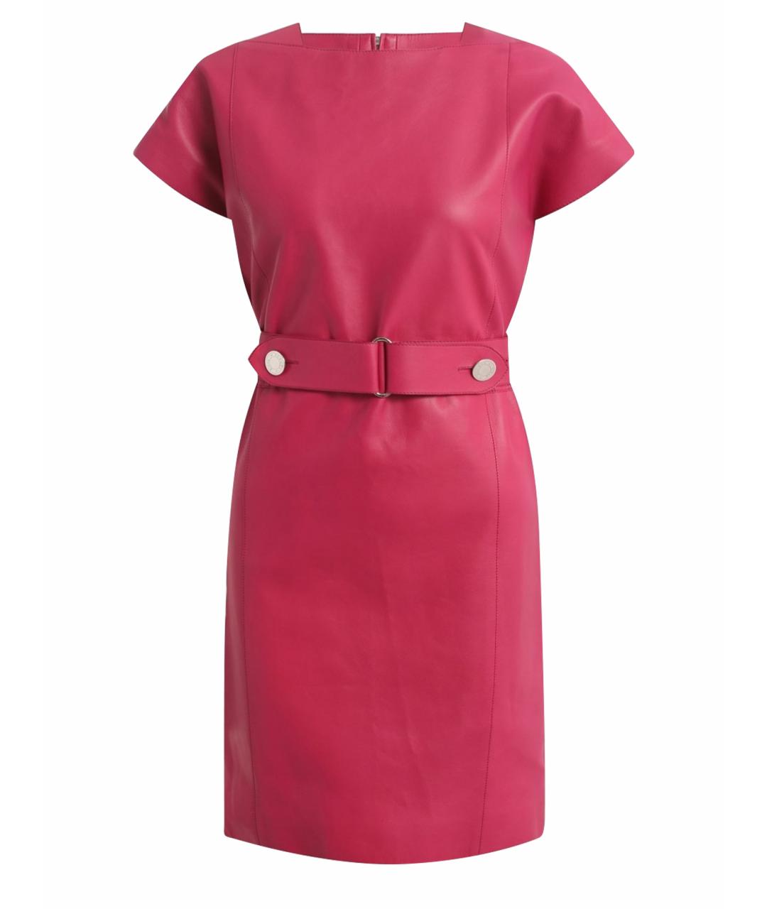 HERMES Розовое кожаное коктейльное платье, фото 1