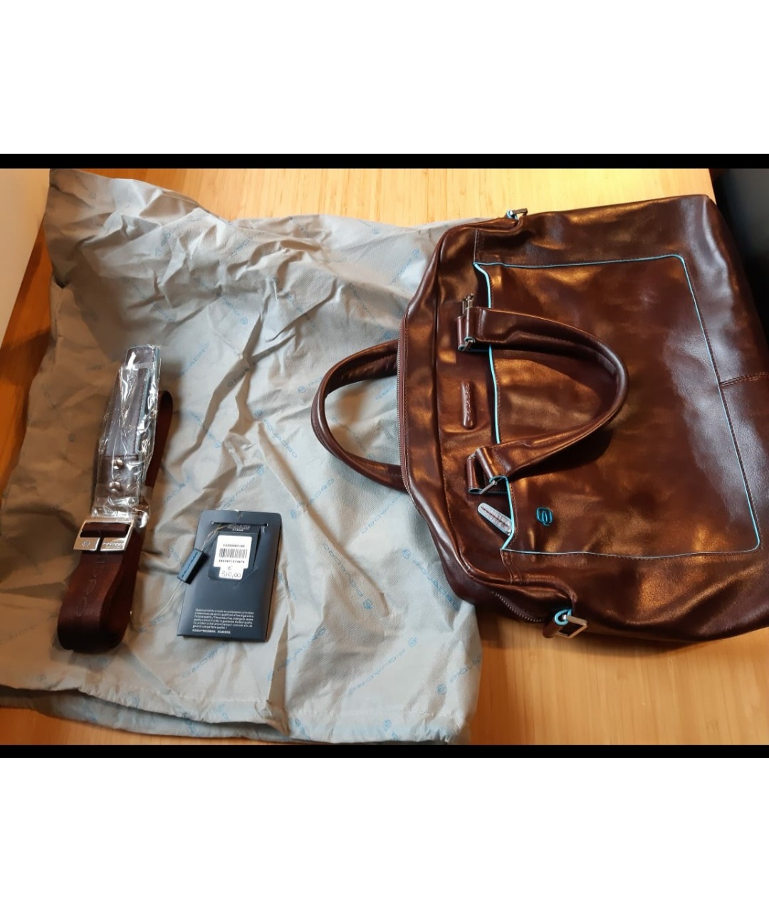 PIQUADRO Бордовый кожаный портфель, фото 3