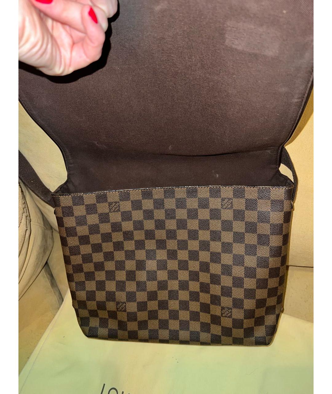 LOUIS VUITTON Коричневая кожаная сумка на плечо, фото 3