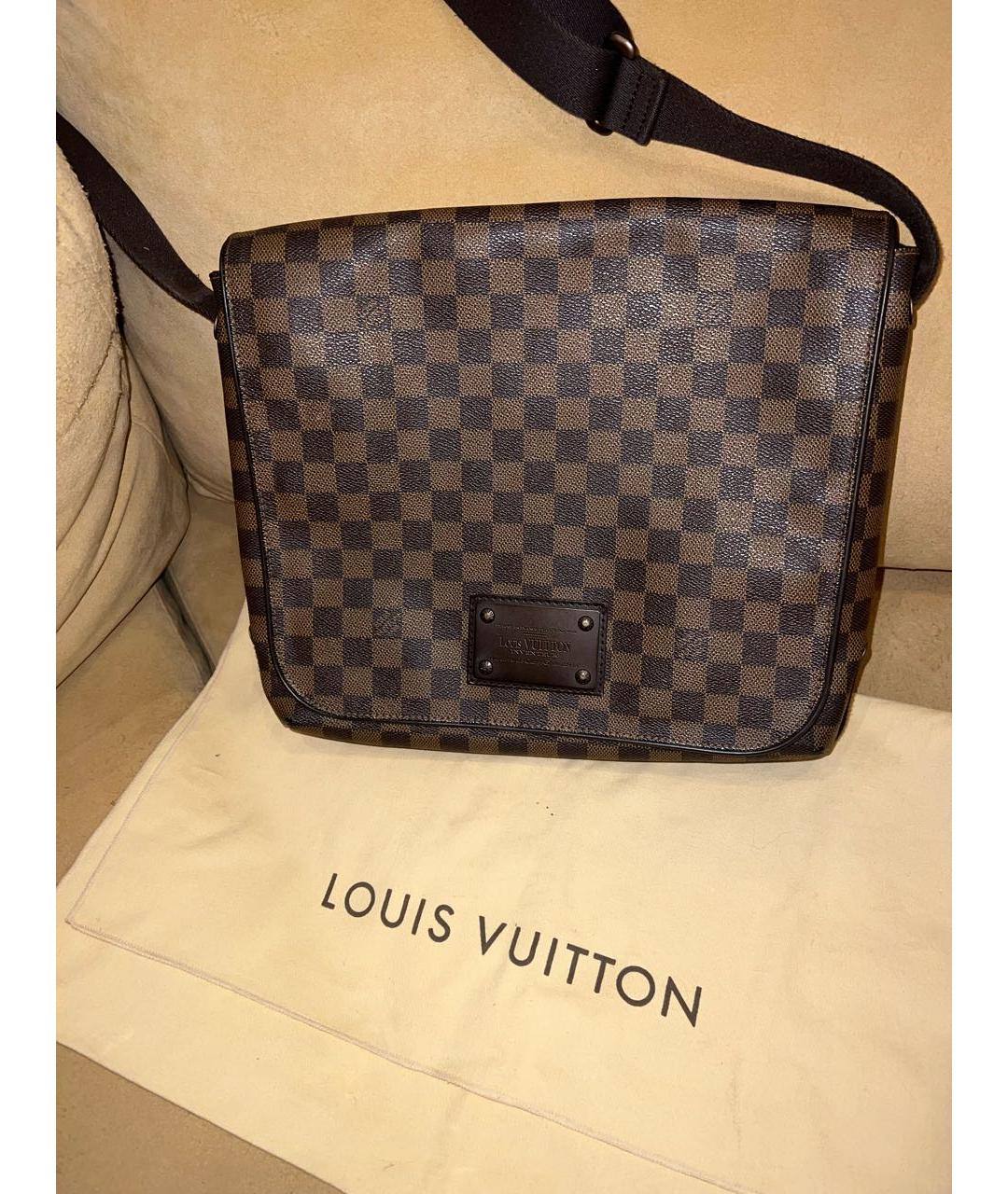 LOUIS VUITTON Коричневая кожаная сумка на плечо, фото 7