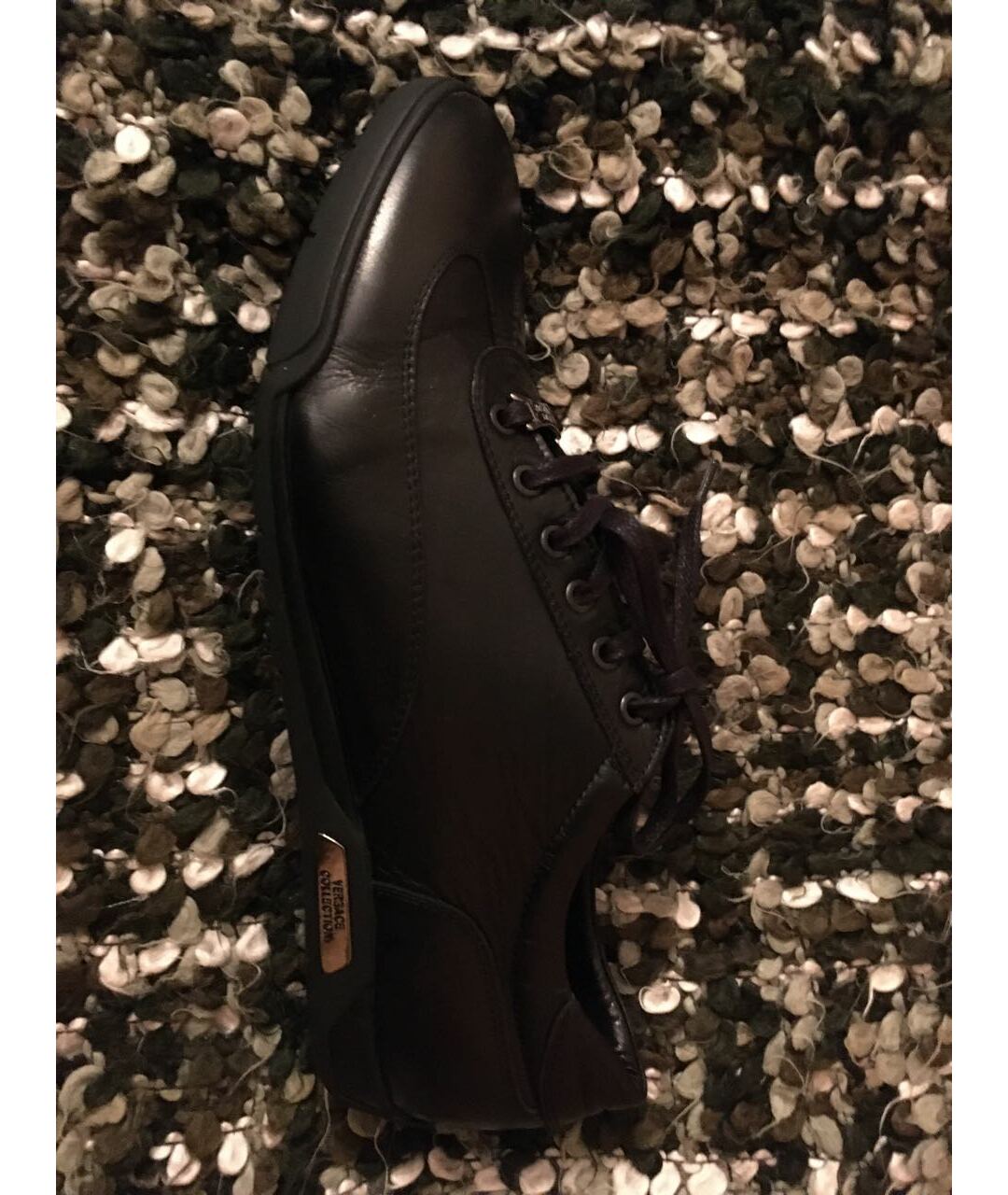 VERSACE COLLECTION Черные кожаные низкие кроссовки / кеды, фото 3
