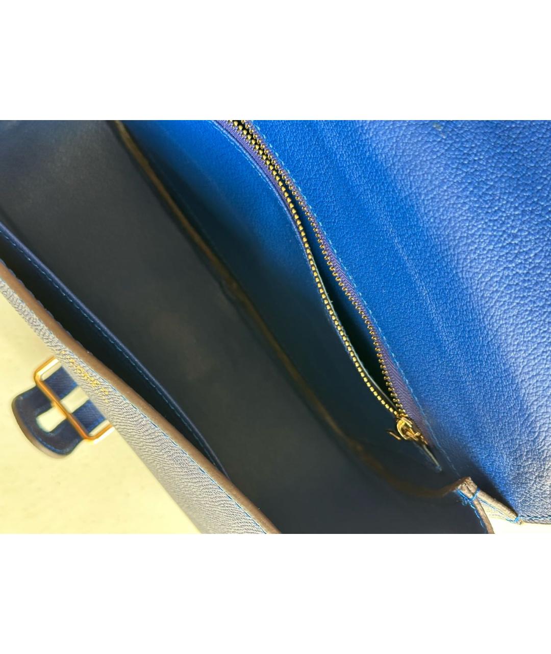 HERMES PRE-OWNED Темно-синяя кожаная сумка через плечо, фото 4