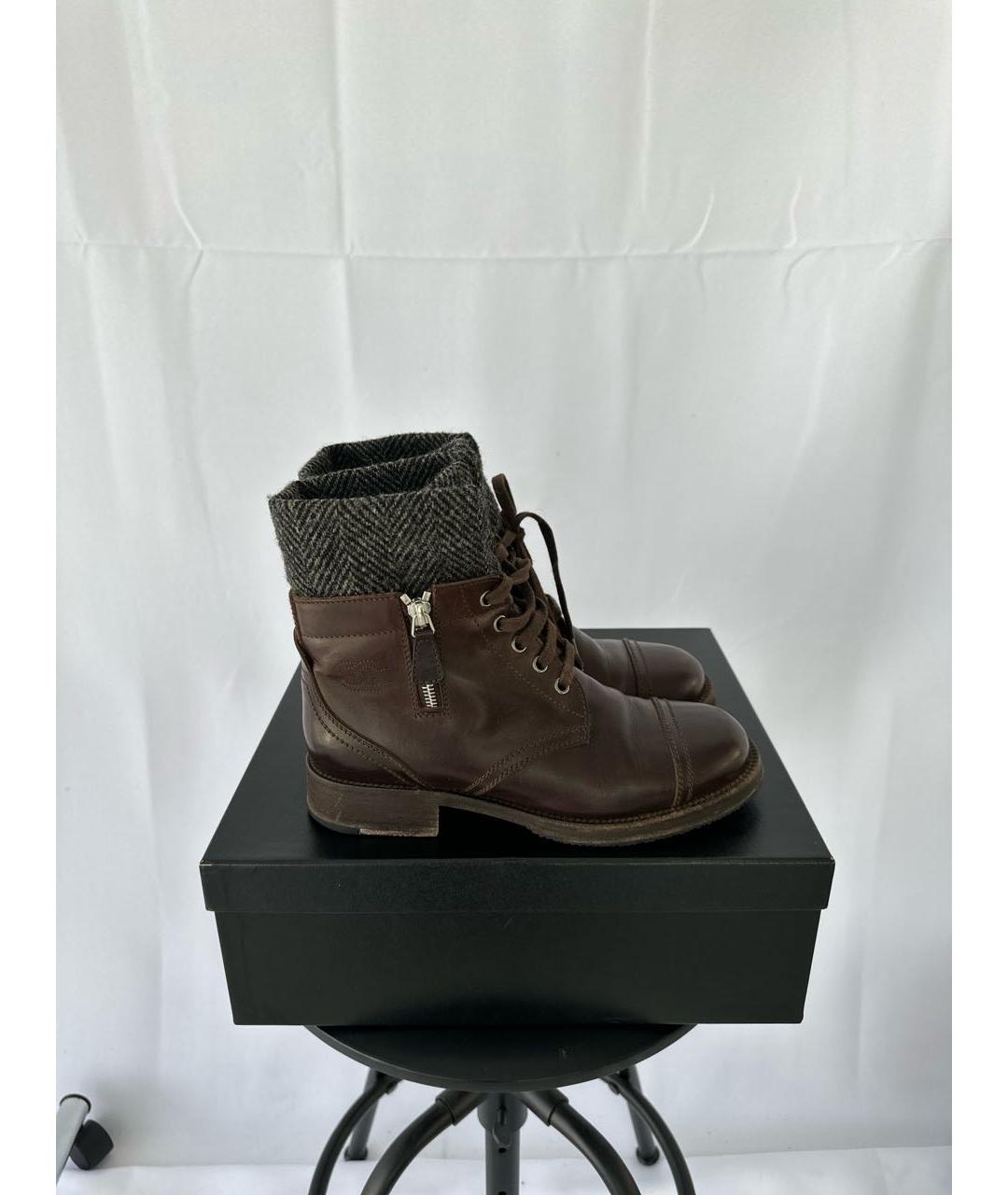 CHANEL PRE-OWNED Коричневые кожаные ботинки, фото 6