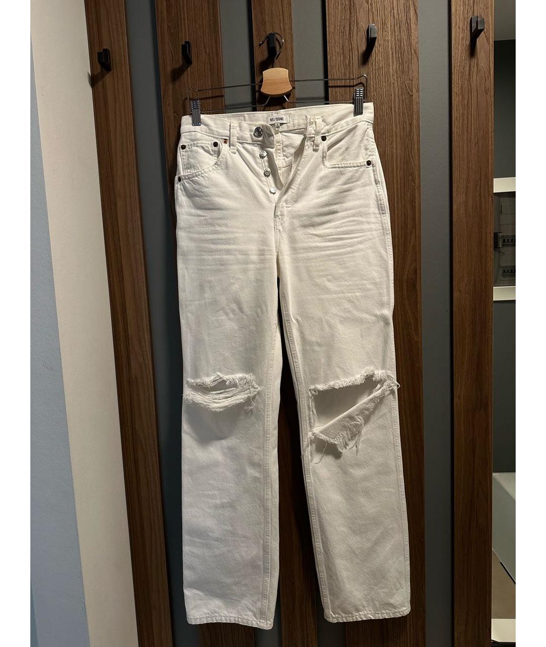 RE/DONE Белые хлопковые прямые джинсы, фото 5
