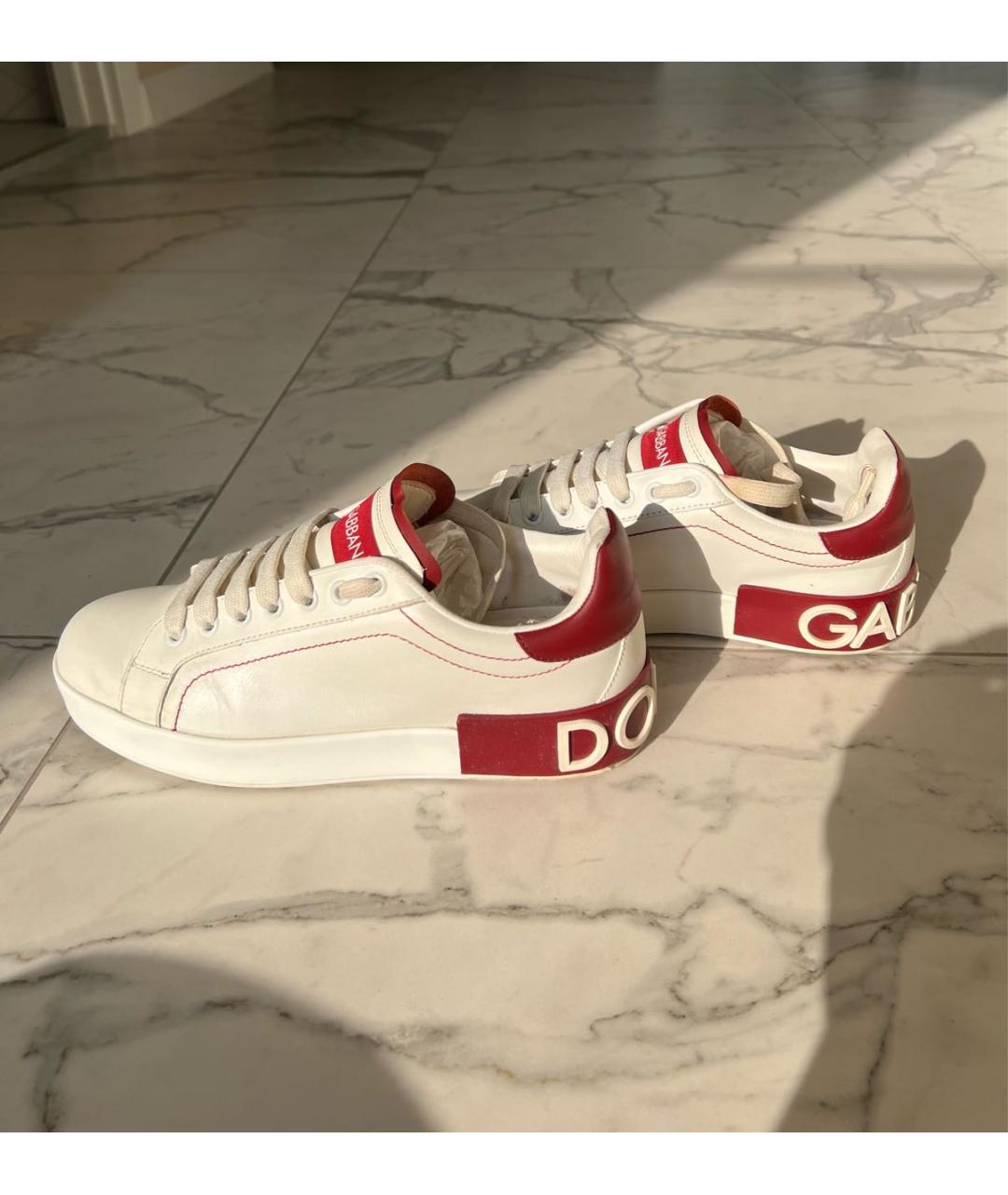 DOLCE&GABBANA Белые кожаные кеды, фото 8