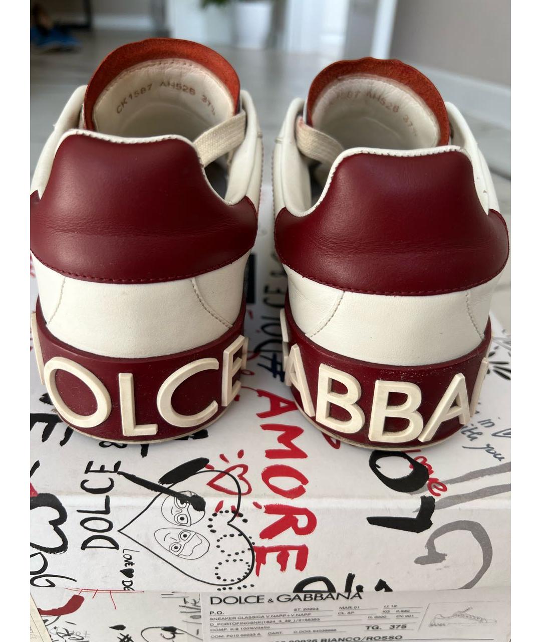 DOLCE&GABBANA Белые кожаные кеды, фото 2