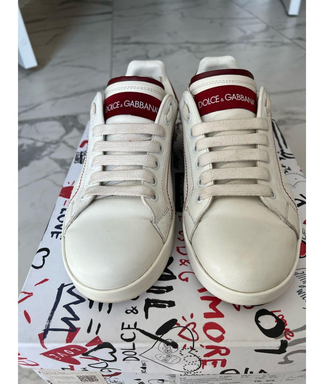 DOLCE&GABBANA Белые кожаные кеды, фото 4