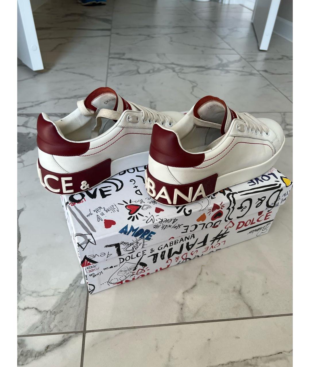 DOLCE&GABBANA Белые кожаные кеды, фото 3