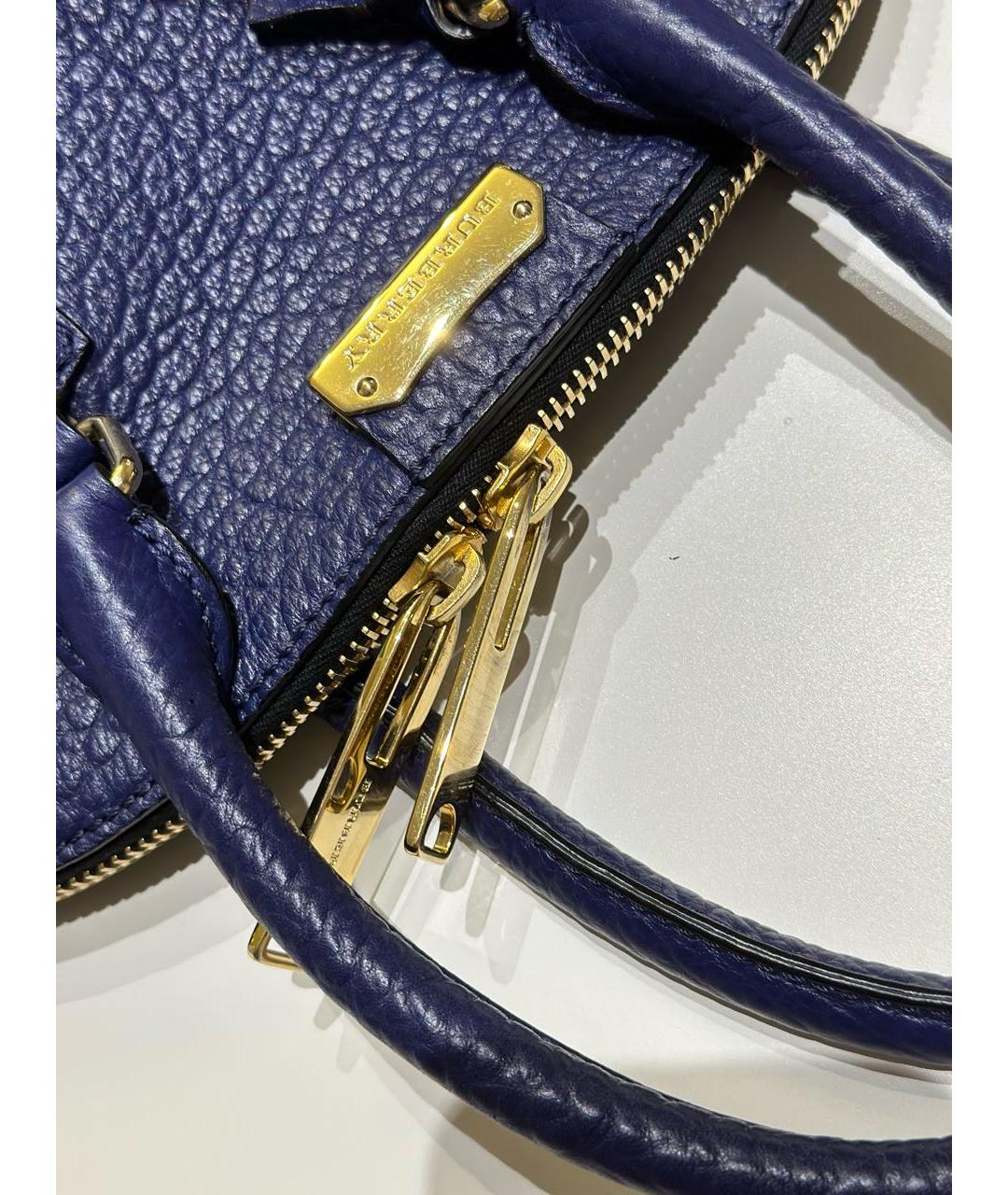 BURBERRY Синяя кожаная сумка с короткими ручками, фото 7