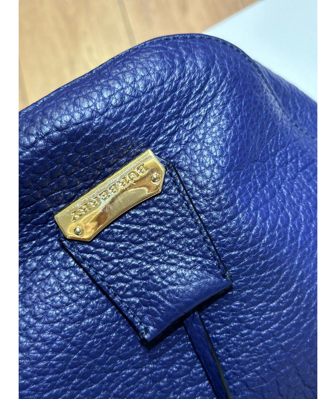 BURBERRY Синяя кожаная сумка с короткими ручками, фото 8