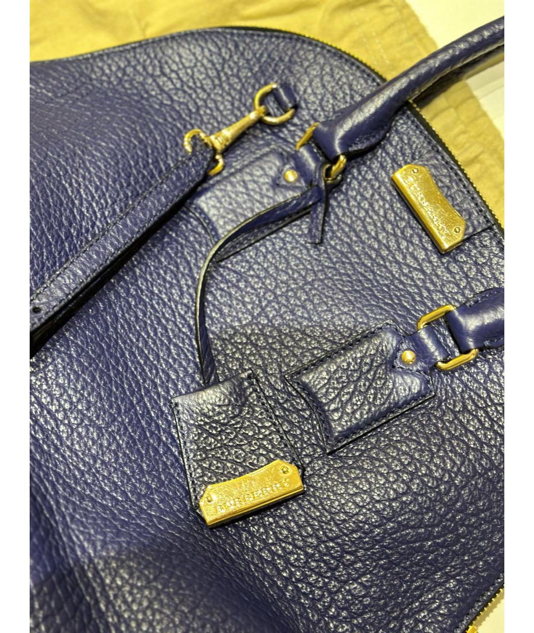 BURBERRY Синяя кожаная сумка с короткими ручками, фото 5