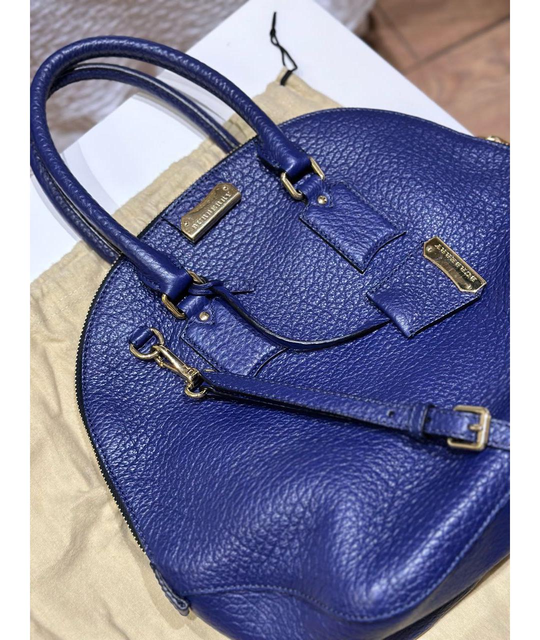 BURBERRY Синяя кожаная сумка с короткими ручками, фото 2