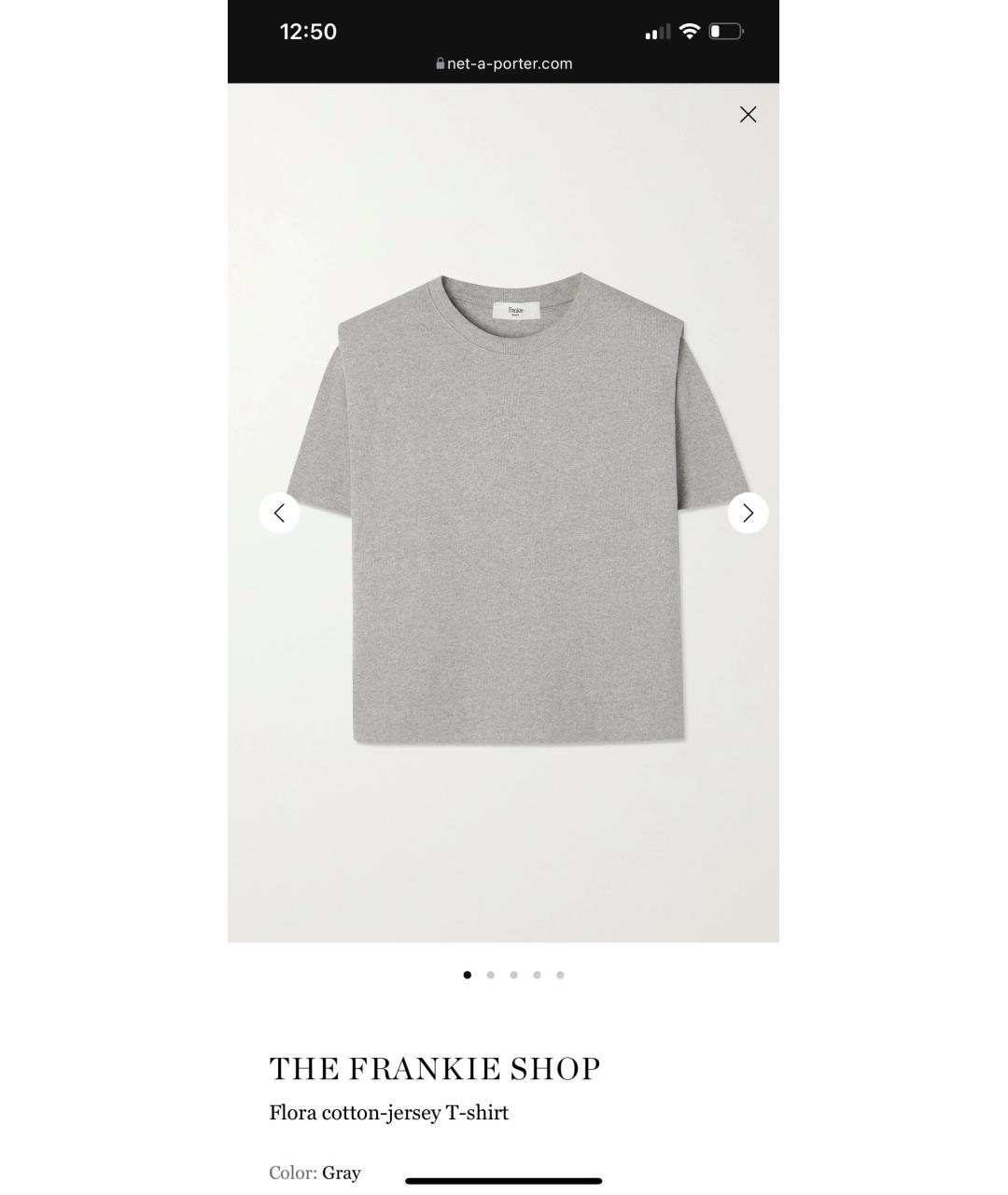 THE FRANKIE SHOP Серая хлопковая футболка, фото 8