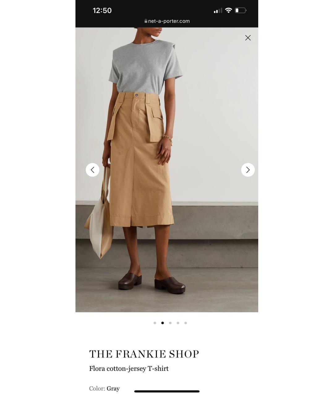 THE FRANKIE SHOP Серая хлопковая футболка, фото 6