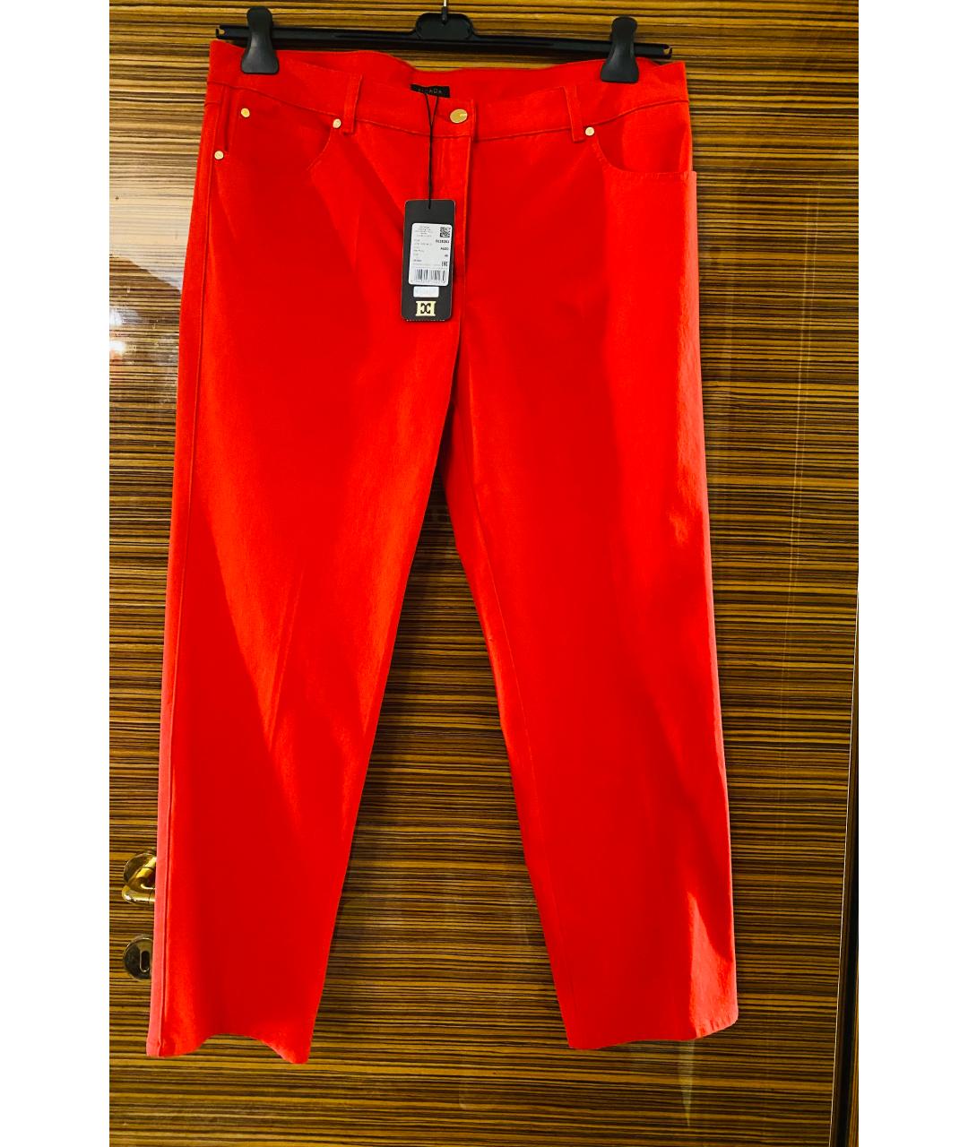 ESCADA Красные хлопко-эластановые прямые джинсы, фото 8