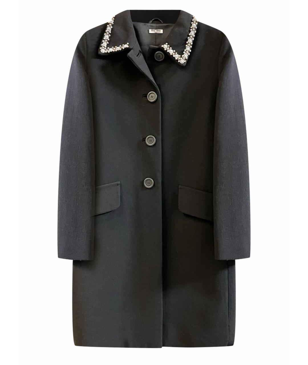 MIU MIU Черное шерстяное пальто, фото 1