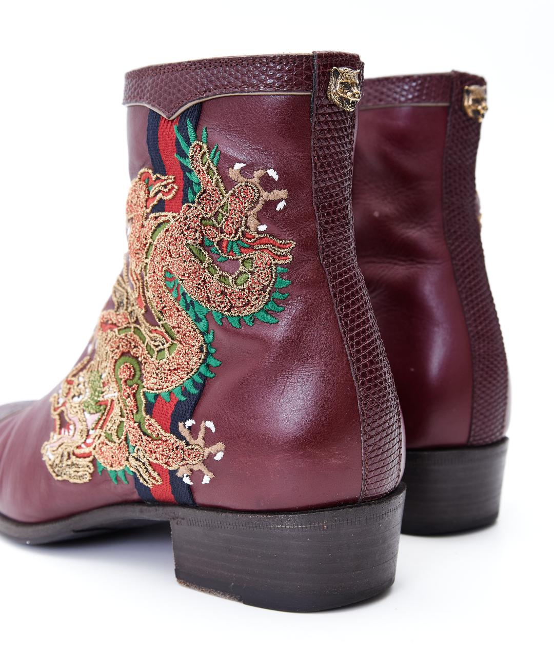 GUCCI Бордовые кожаные полусапоги, фото 4