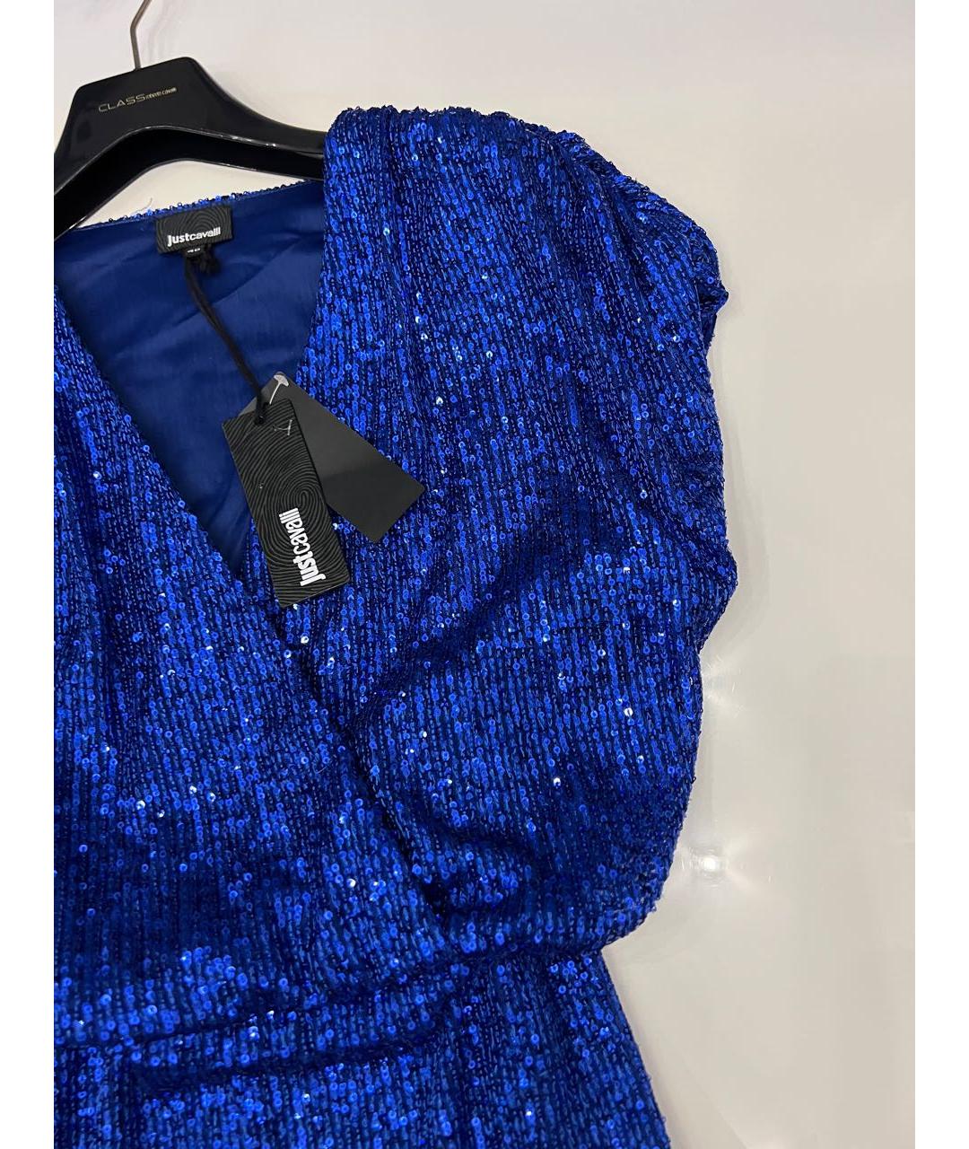 JUST CAVALLI Темно-синее полиэстеровое коктейльное платье, фото 3