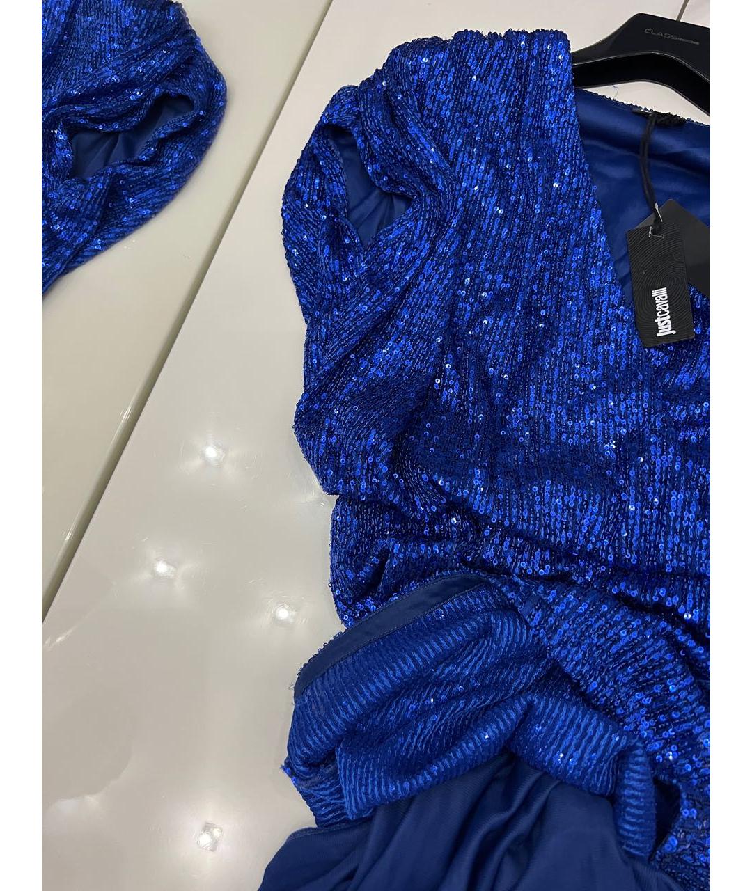 JUST CAVALLI Темно-синее полиэстеровое коктейльное платье, фото 6