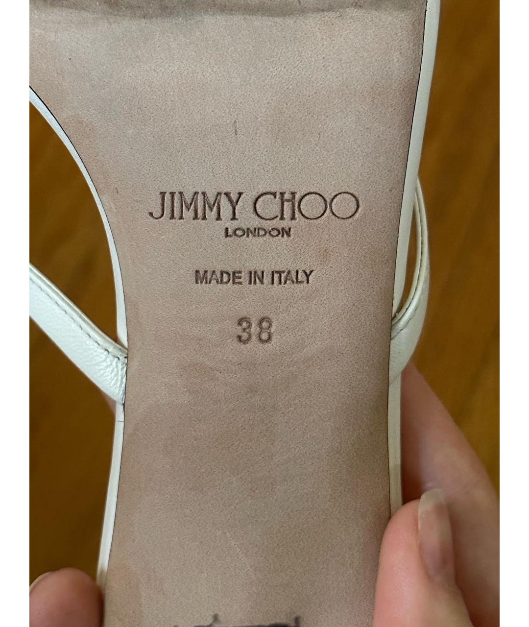 JIMMY CHOO Белые кожаные мюли, фото 4