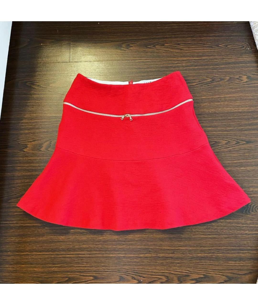 SANDRO Красная шерстяная юбка мини, фото 7