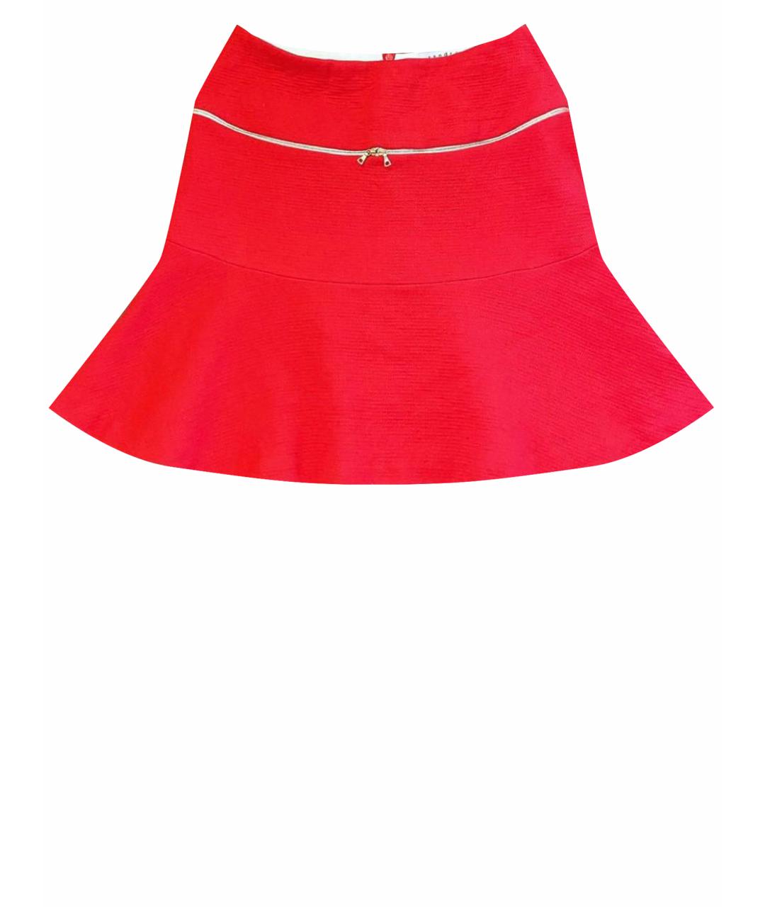 SANDRO Красная шерстяная юбка мини, фото 1
