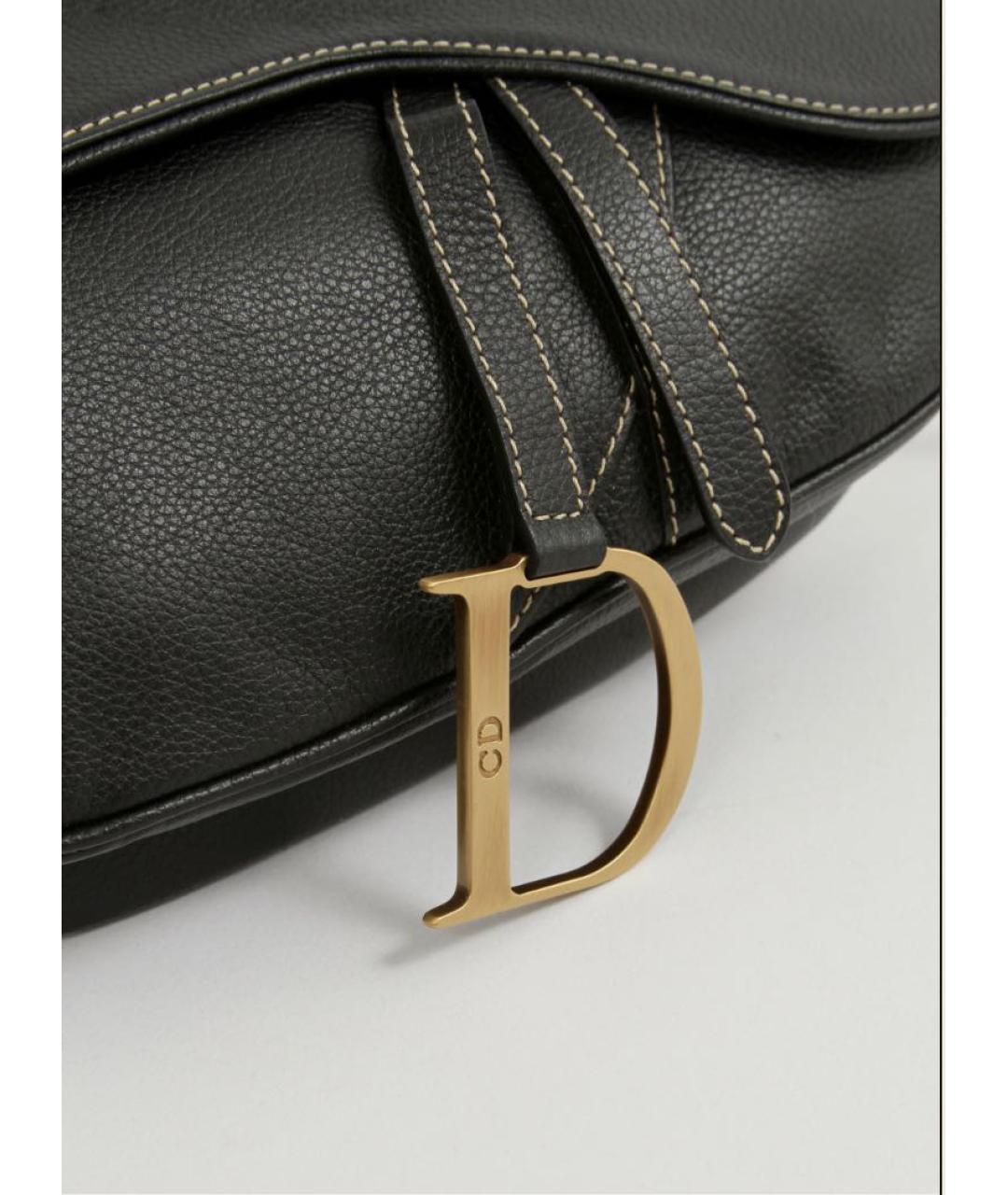 CHRISTIAN DIOR Черная кожаная сумка с короткими ручками, фото 6