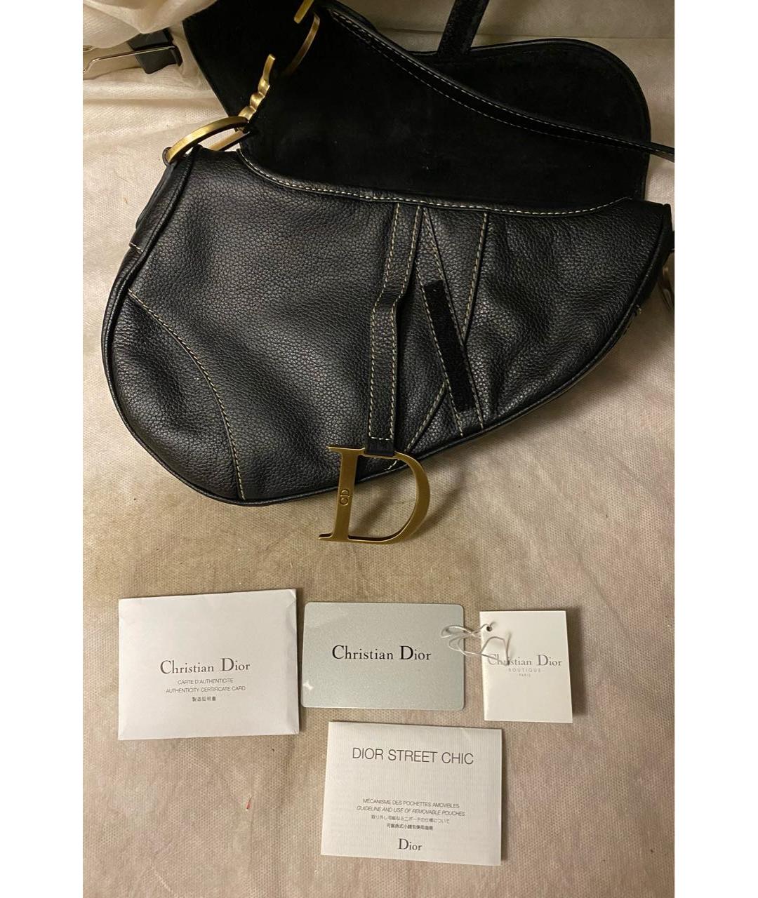 CHRISTIAN DIOR Черная кожаная сумка с короткими ручками, фото 8