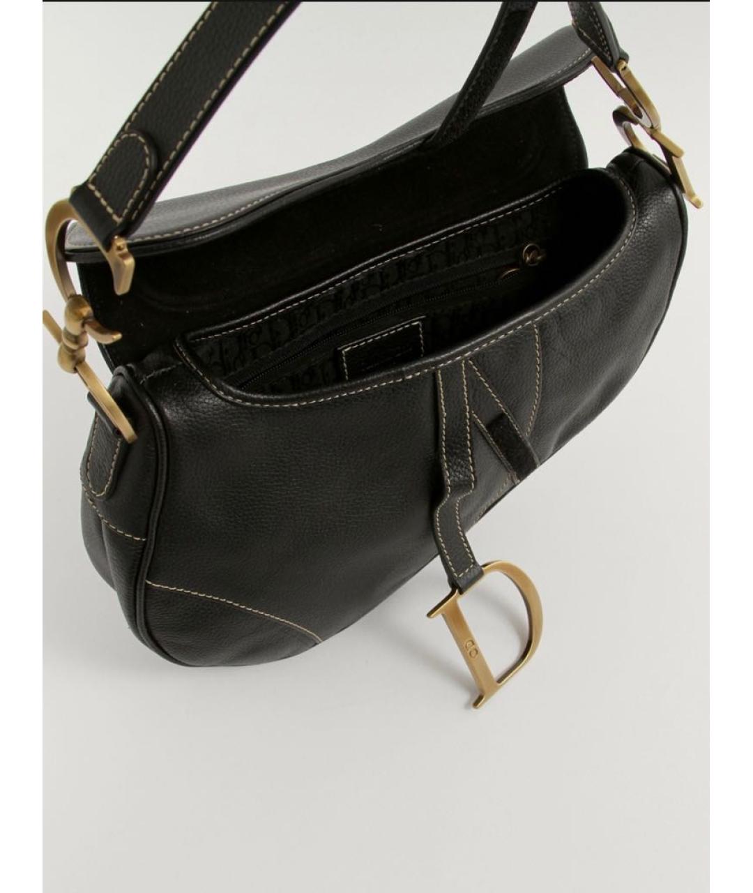 CHRISTIAN DIOR Черная кожаная сумка с короткими ручками, фото 4