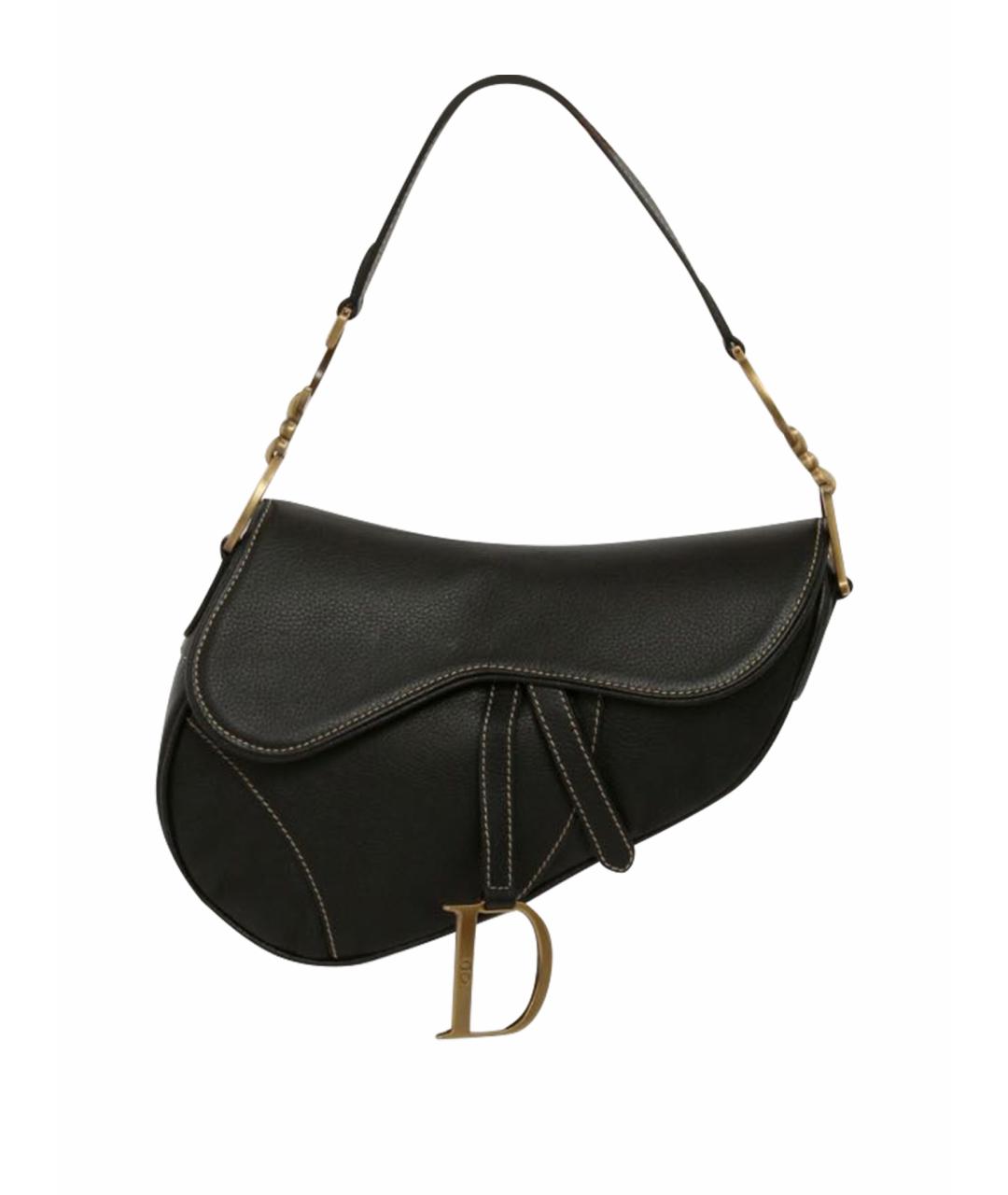 CHRISTIAN DIOR Черная кожаная сумка с короткими ручками, фото 1