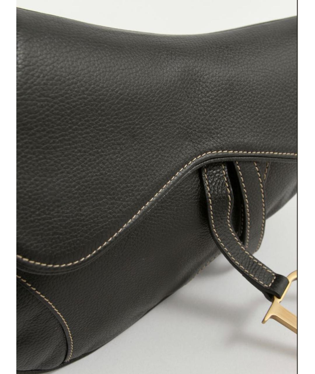 CHRISTIAN DIOR Черная кожаная сумка с короткими ручками, фото 7