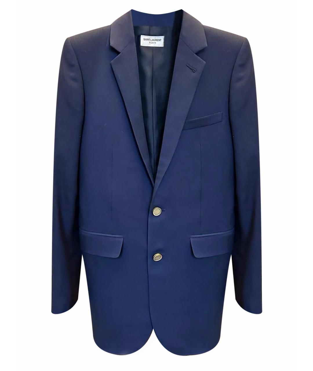 SAINT LAURENT Синий шерстяной жакет/пиджак, фото 1