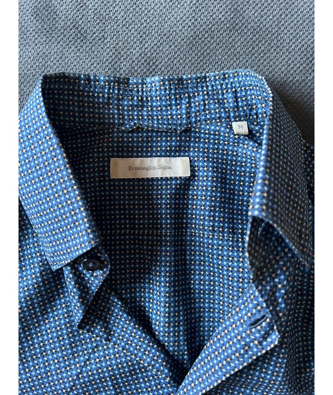 ERMENEGILDO ZEGNA Темно-синяя хлопковая кэжуал рубашка, фото 3