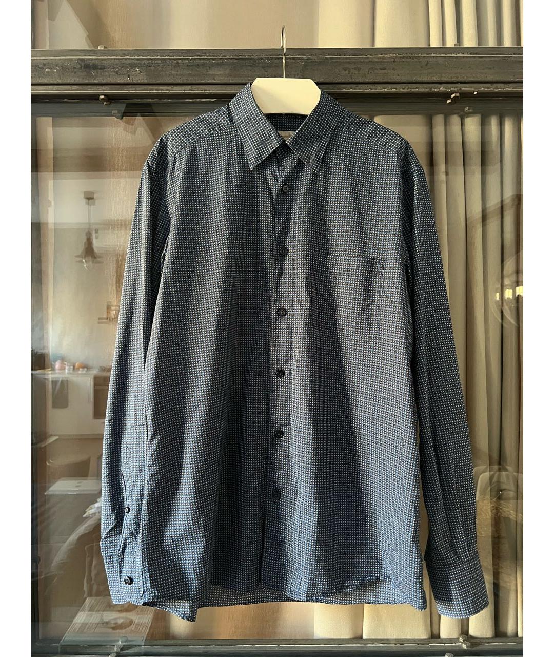 ERMENEGILDO ZEGNA Темно-синяя хлопковая кэжуал рубашка, фото 8