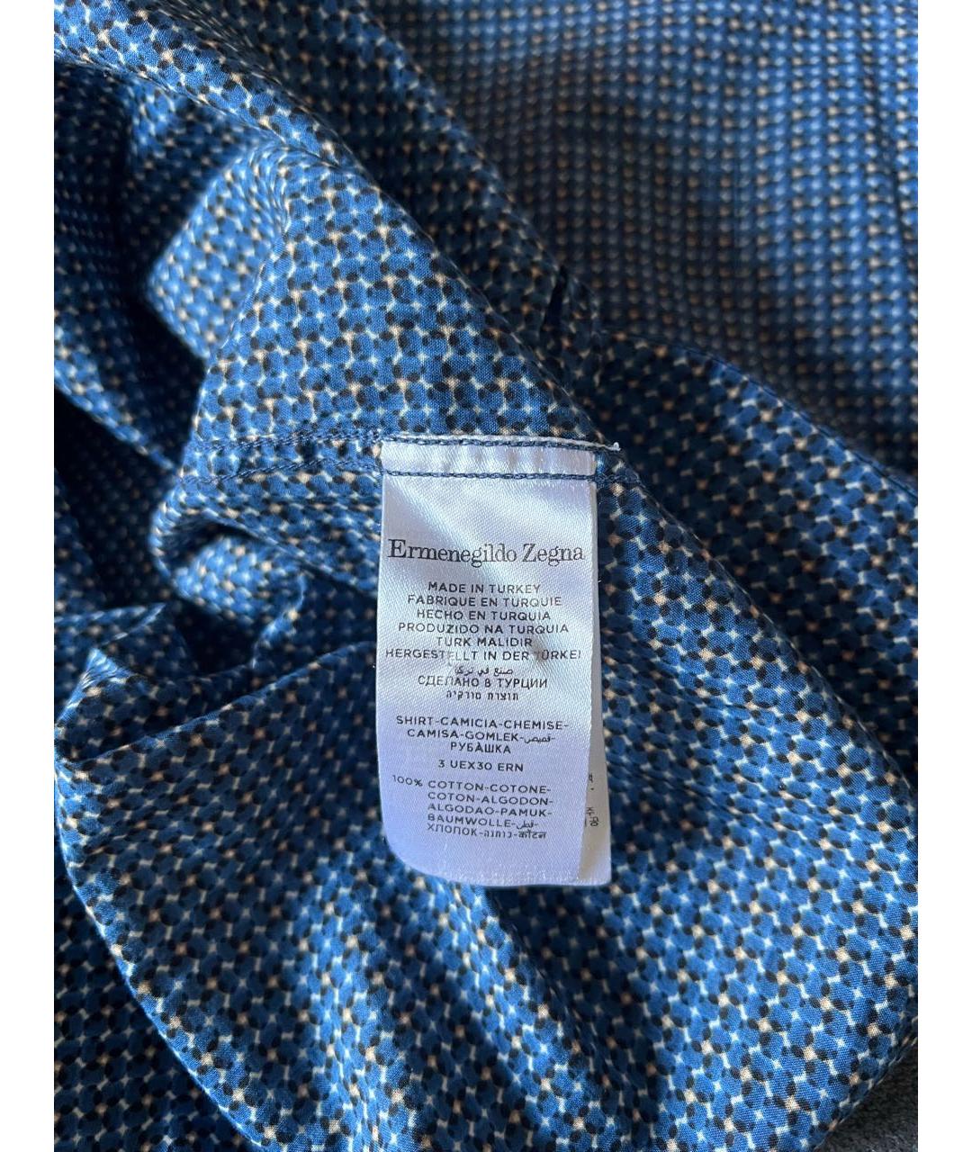 ERMENEGILDO ZEGNA Темно-синяя хлопковая кэжуал рубашка, фото 6