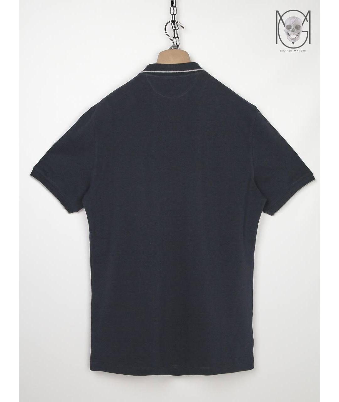 BRUNELLO CUCINELLI Темно-синее хлопковое поло с коротким рукавом, фото 2