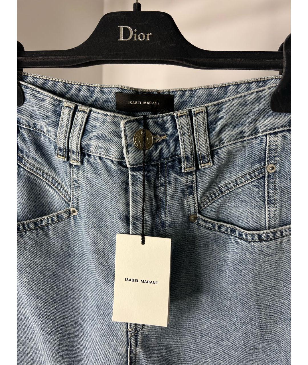 ISABEL MARANT Голубые хлопковые прямые джинсы, фото 3