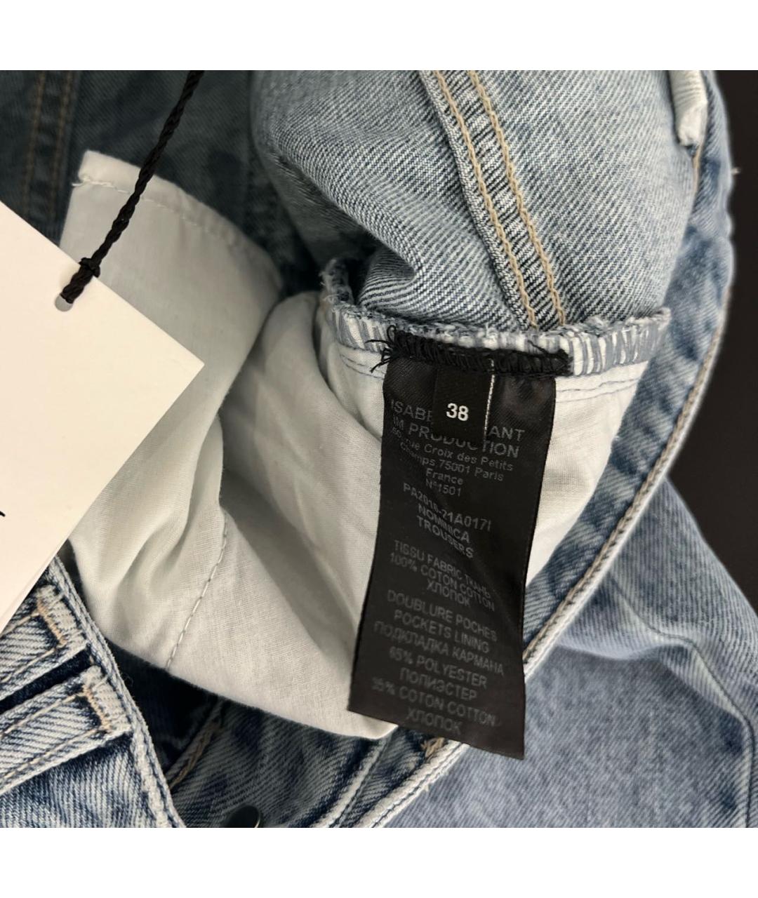 ISABEL MARANT Голубые хлопковые прямые джинсы, фото 4