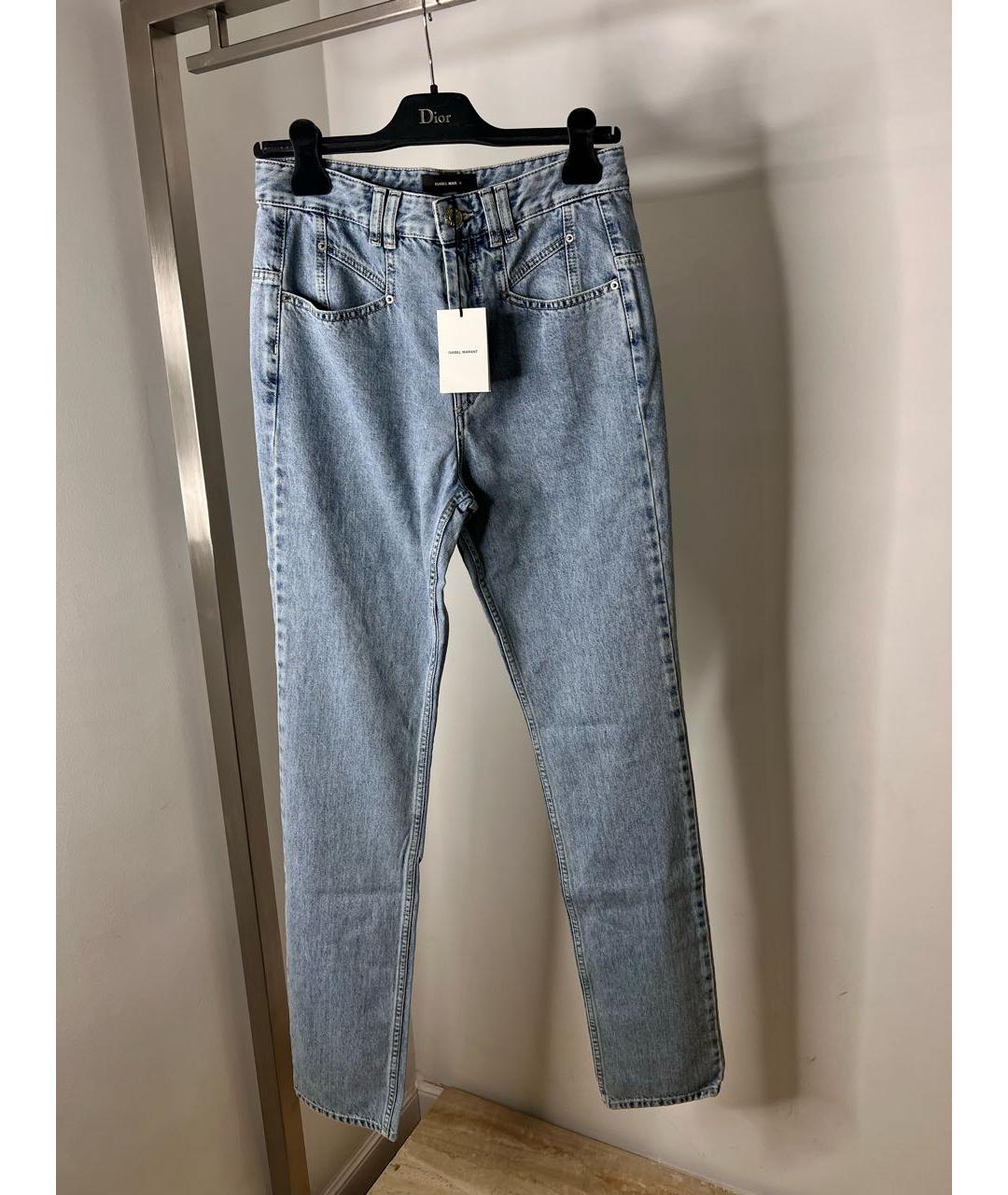 ISABEL MARANT Голубые хлопковые прямые джинсы, фото 2