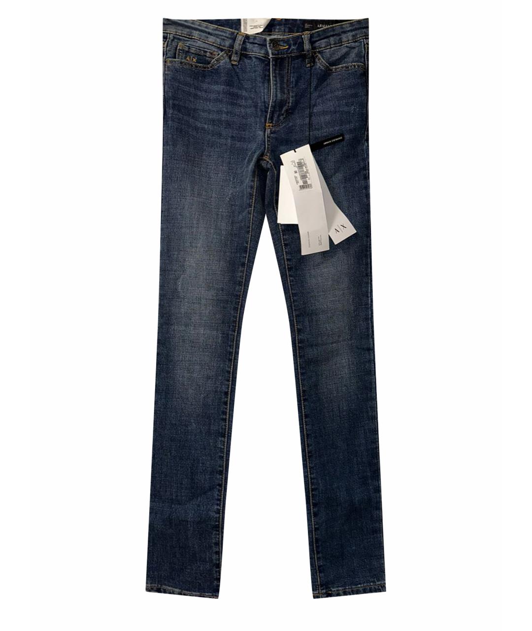 ARMANI EXCHANGE Темно-синие хлопко-полиэстеровые прямые джинсы, фото 1