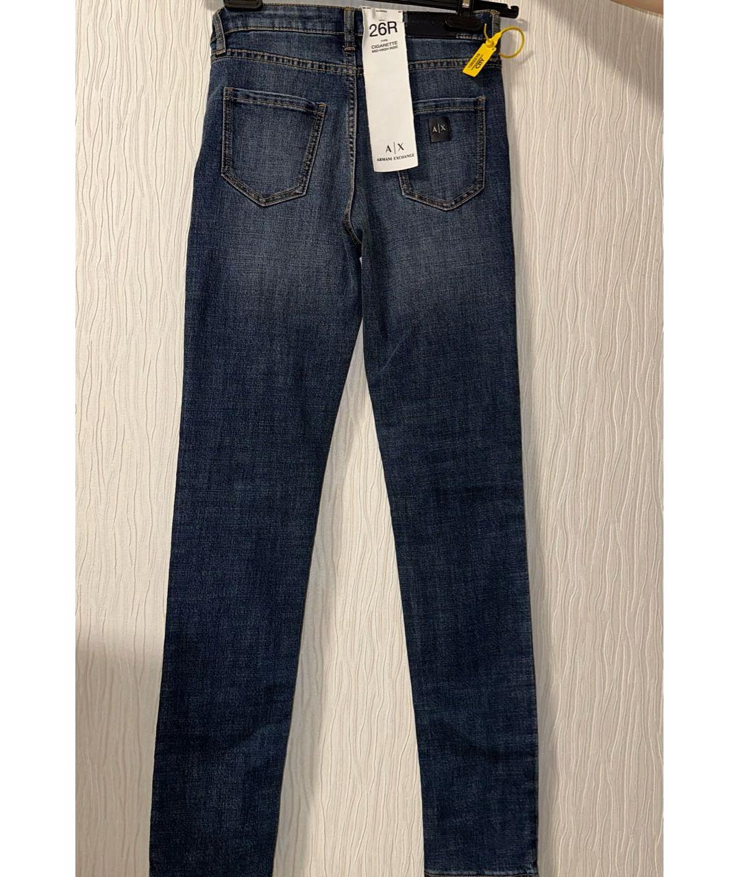 ARMANI EXCHANGE Темно-синие хлопко-полиэстеровые прямые джинсы, фото 6