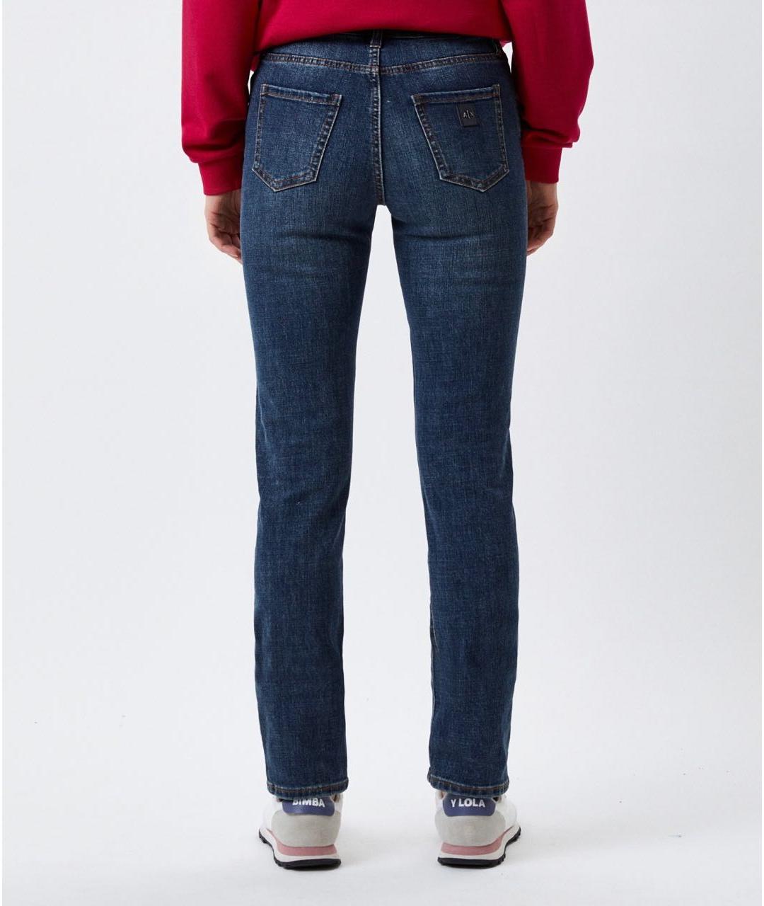 ARMANI EXCHANGE Темно-синие хлопко-полиэстеровые прямые джинсы, фото 2