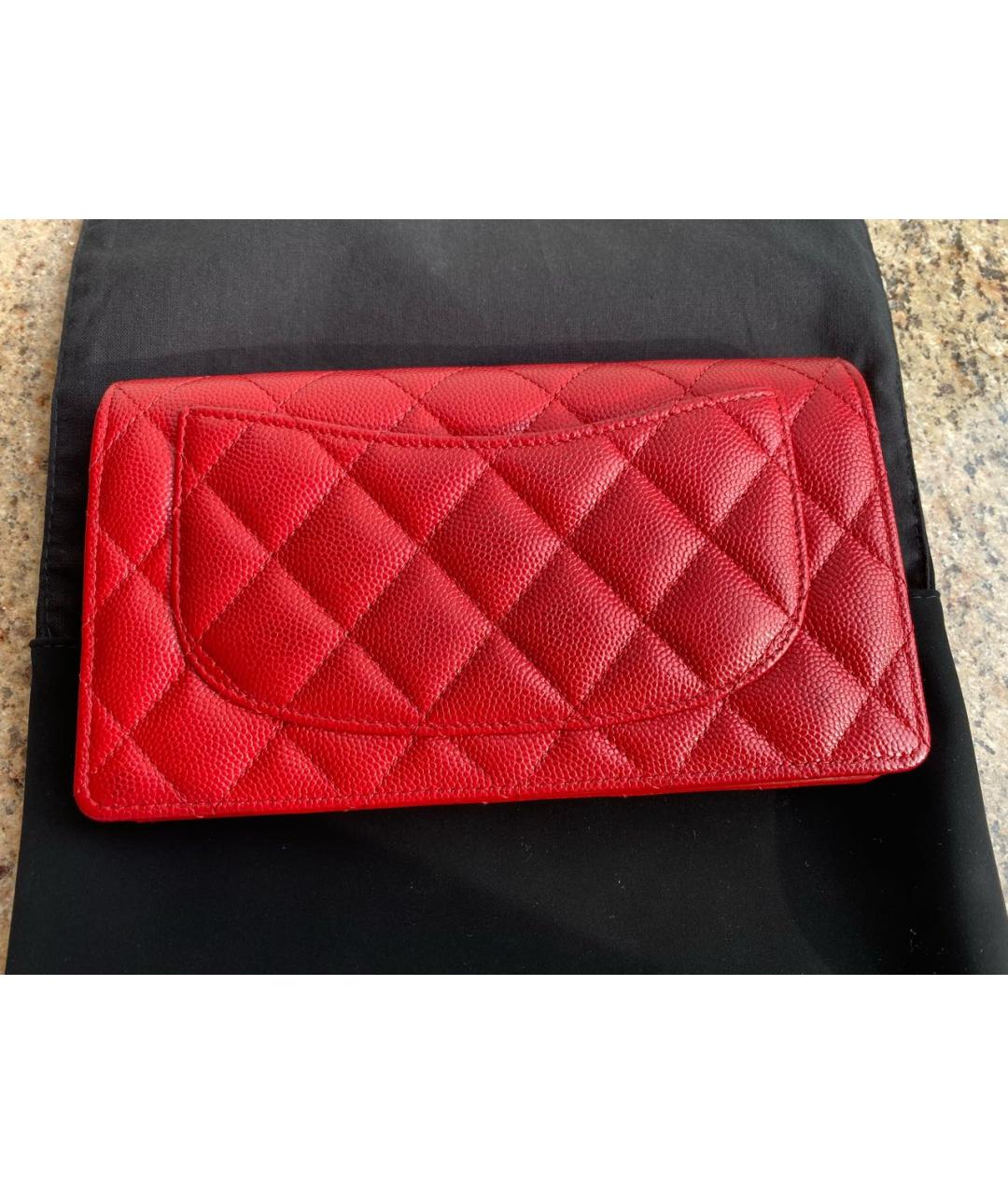 CHANEL Красный кожаный кошелек, фото 2