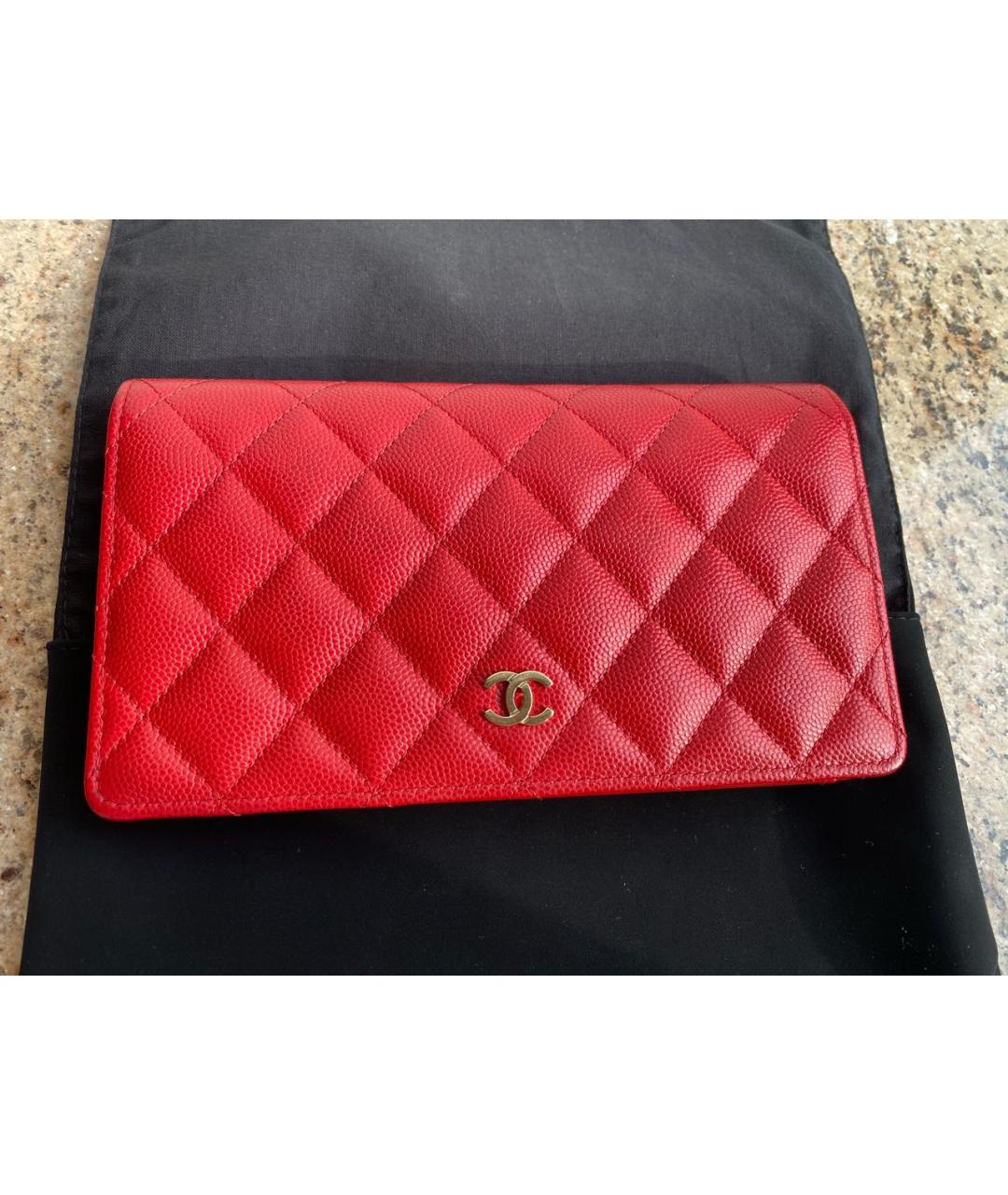 CHANEL Красный кожаный кошелек, фото 9
