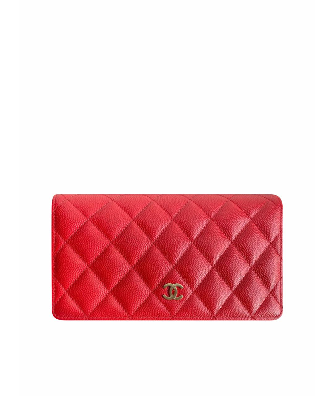 CHANEL Красный кожаный кошелек, фото 1