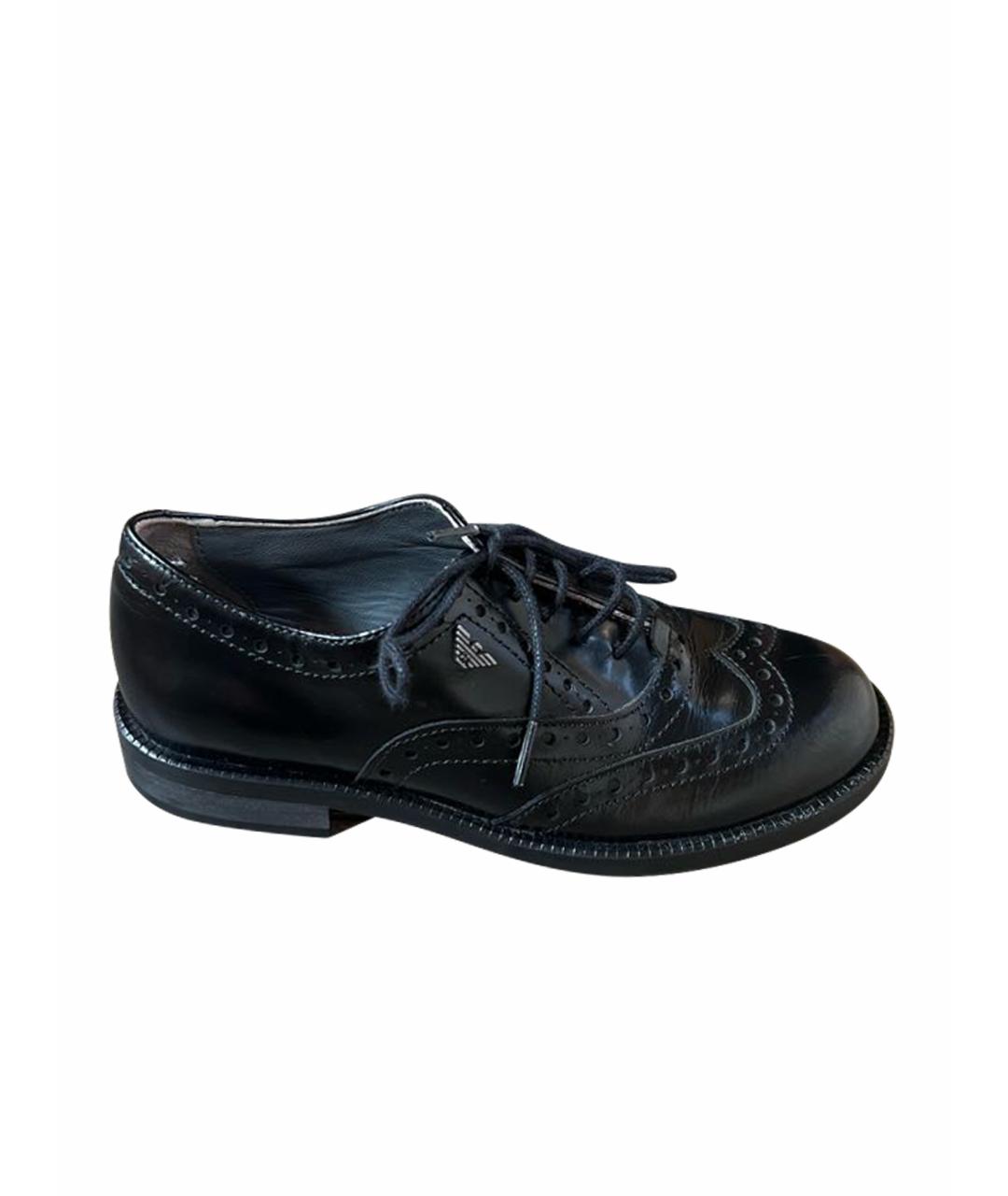 ARMANI JUNIOR Черные кожаные ботинки, фото 1