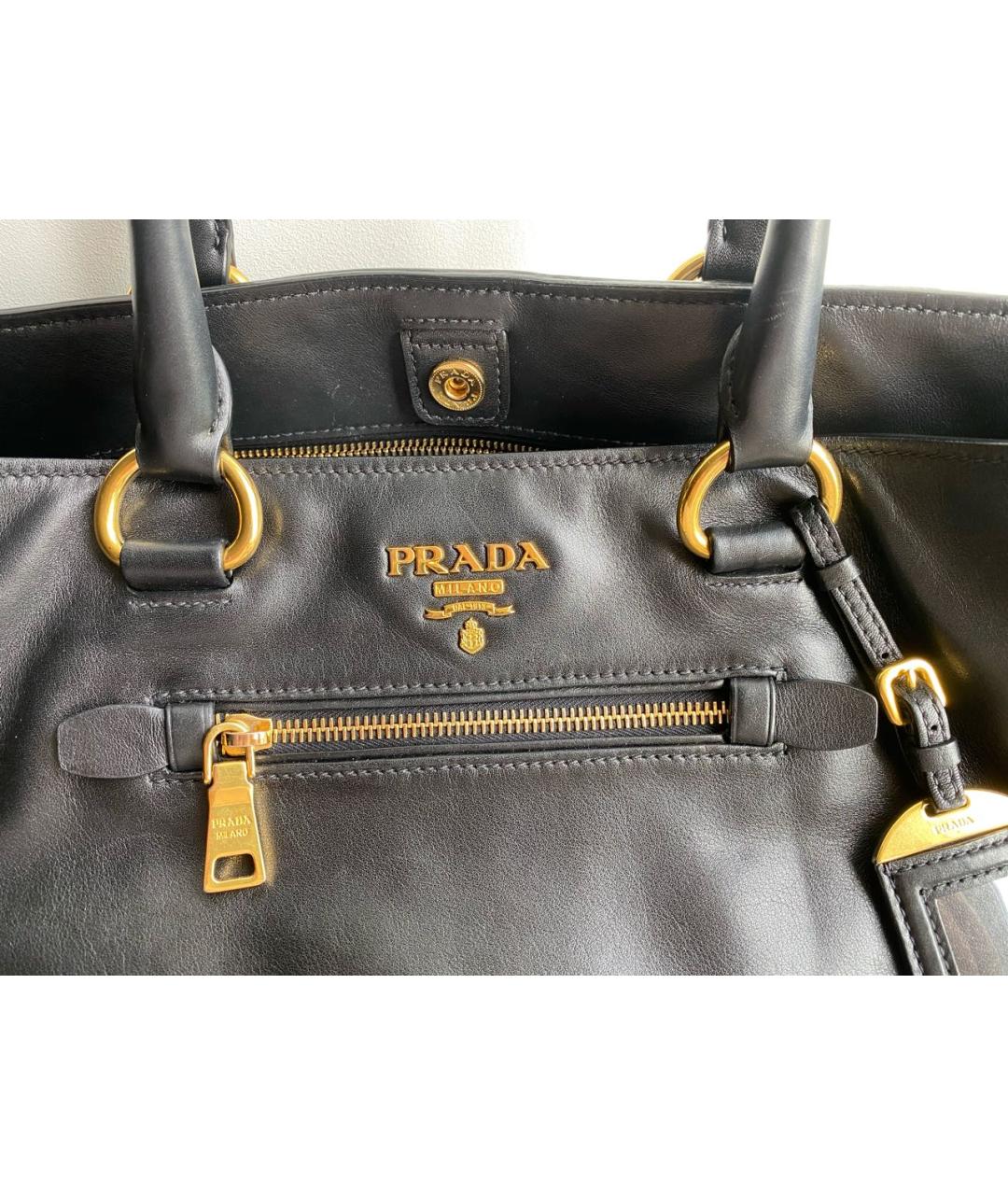PRADA Черная кожаная сумка тоут, фото 2